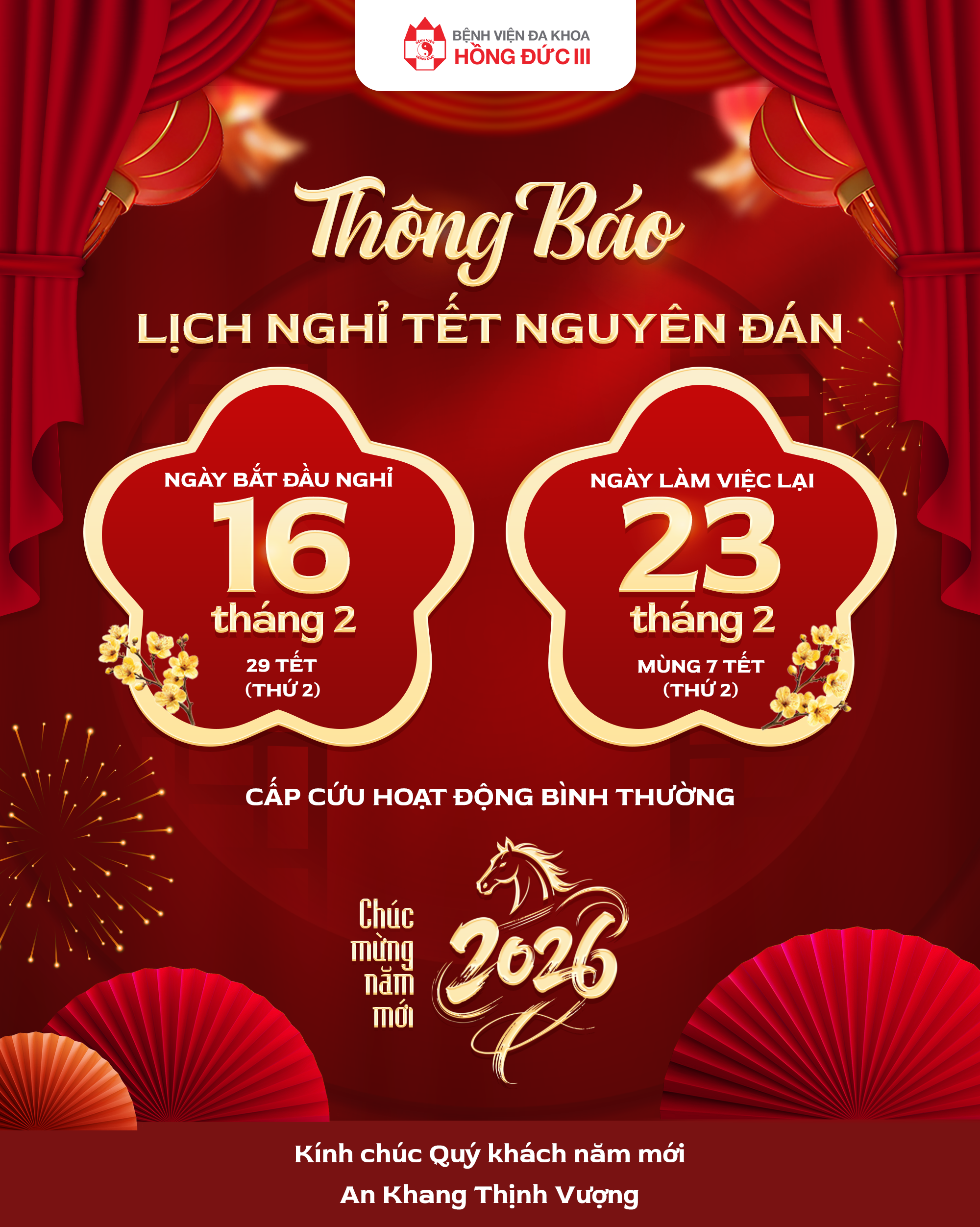 Thông báo nghỉ tết nguyên đán Bính Ngọ 2026